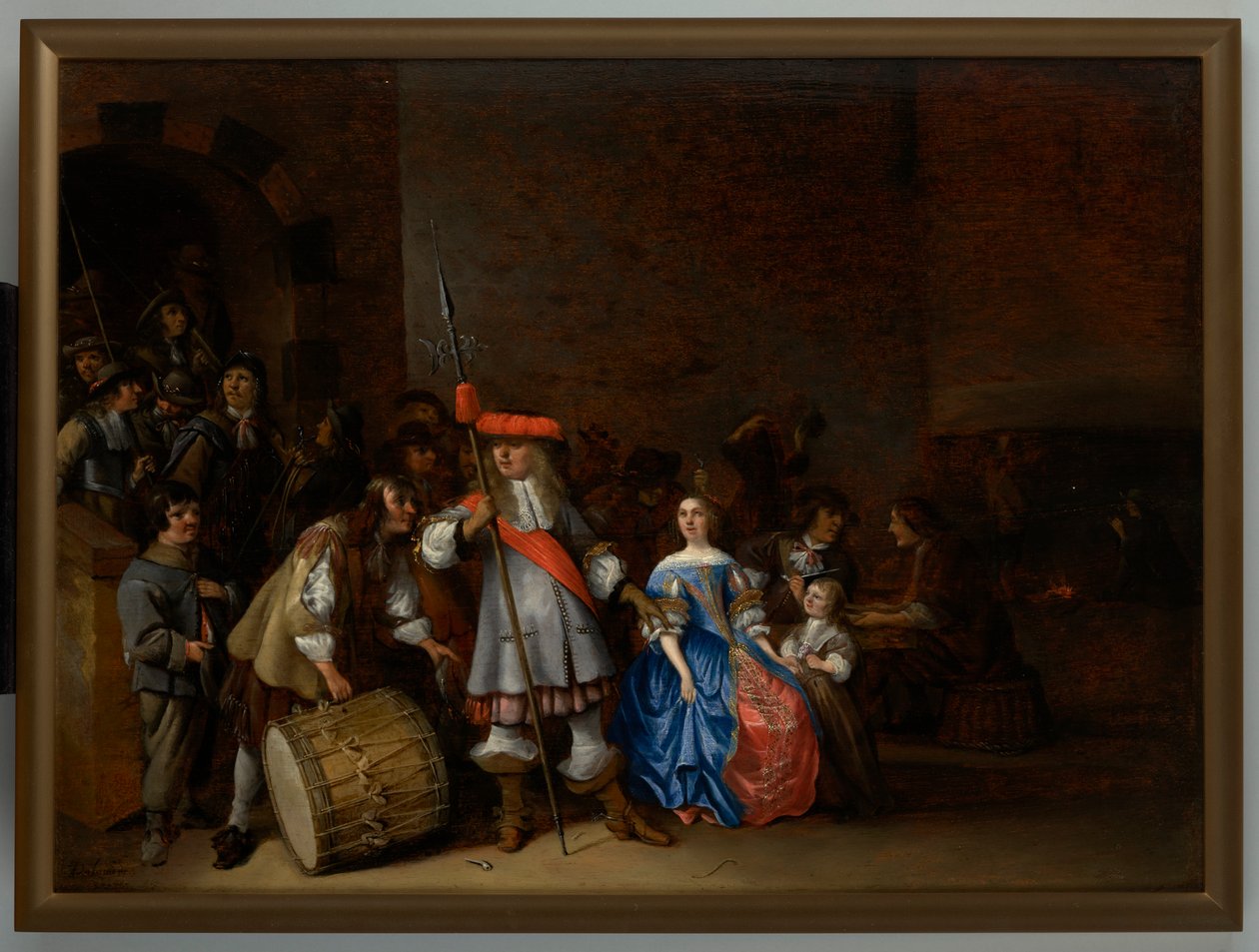 Cena da sala de guarda (óleo sobre painel) de Anthonie (1601 73) Palamedesz
