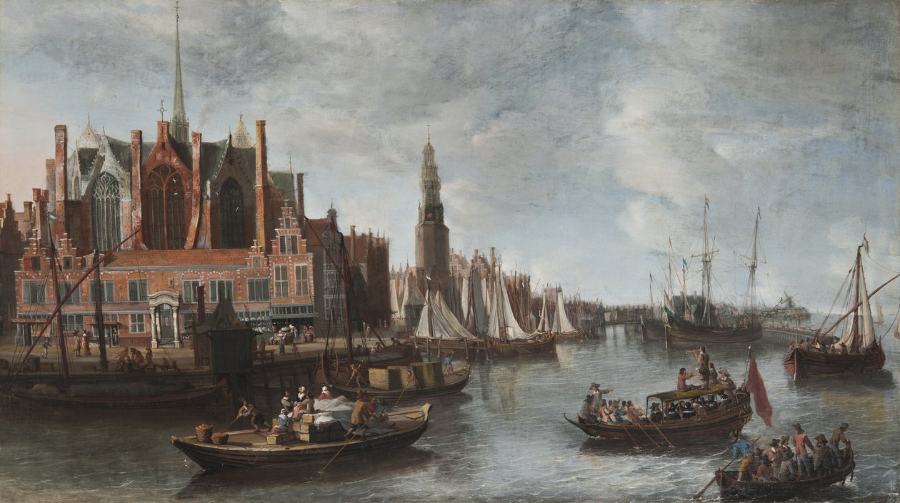 Vista, de, Nieuwe, Kerk, em, amsterdão de Anthonie Beerstraten