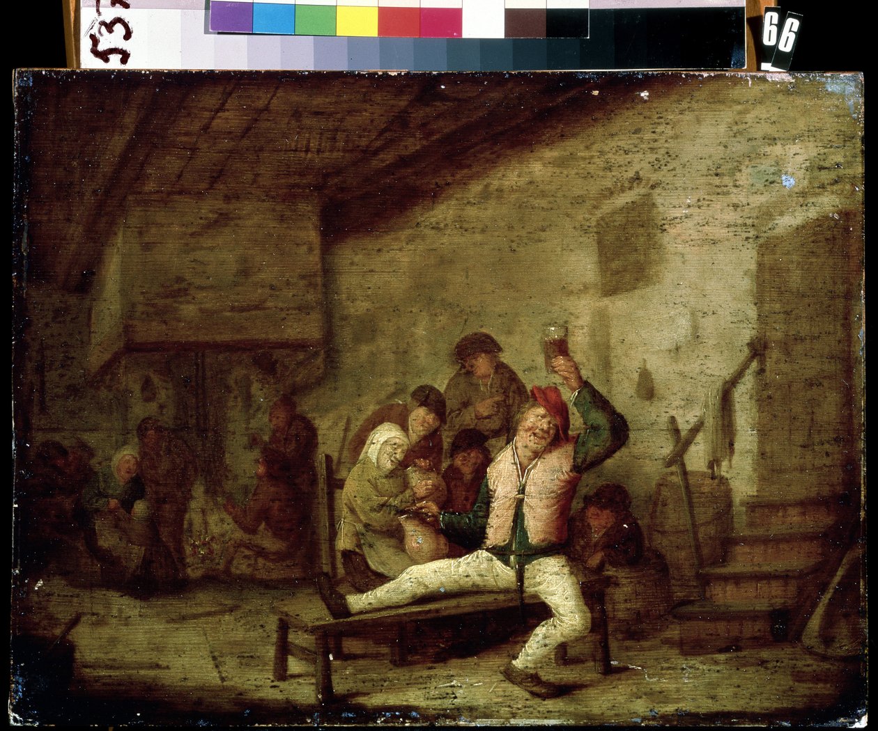 Em uma taverna (Na taverna). Pintura de Anthony Victorijns (?-1655). óleo sobre madeira de Anthonie Victorijns