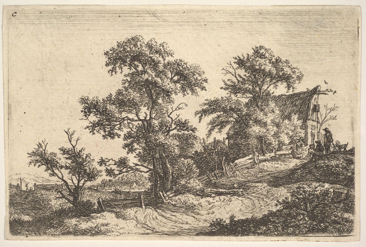 Uma casa de campo em uma colina. de Anthonie Waterloo