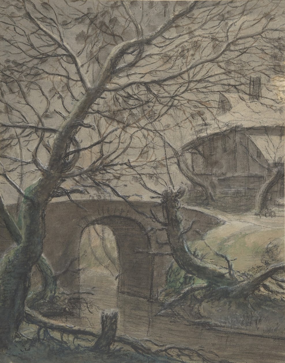 Uma casa perto de uma ponte, século XVII. de Anthonie Waterloo