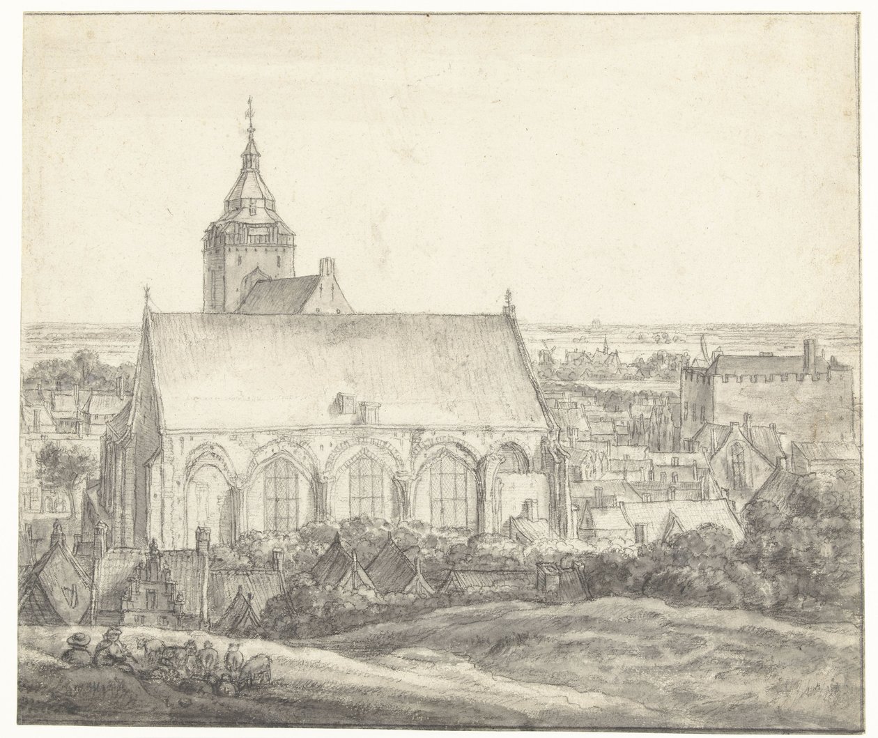Igreja de Buurkerk, em Utrecht de Anthonie Waterloo