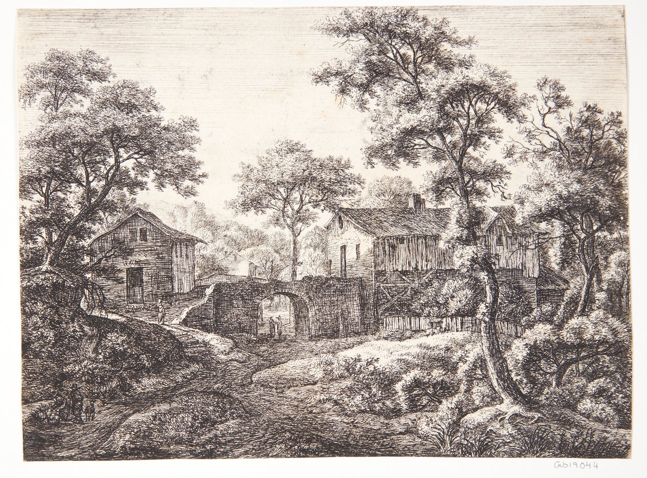 Aldeia com uma porta da cidade de Anthonie Waterloo