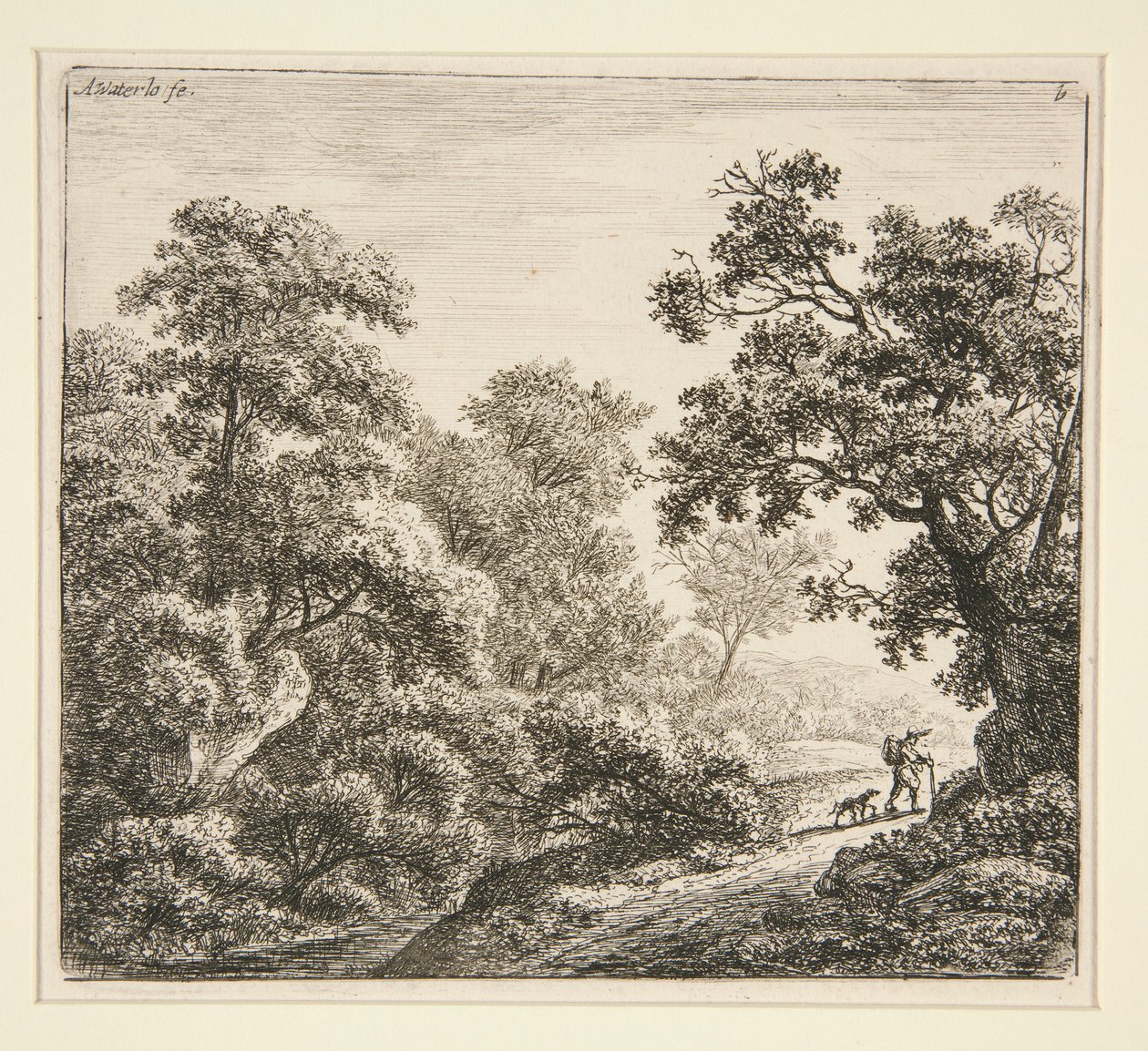 Paisagem (O viajante e o seu cão) de Anthonie Waterloo