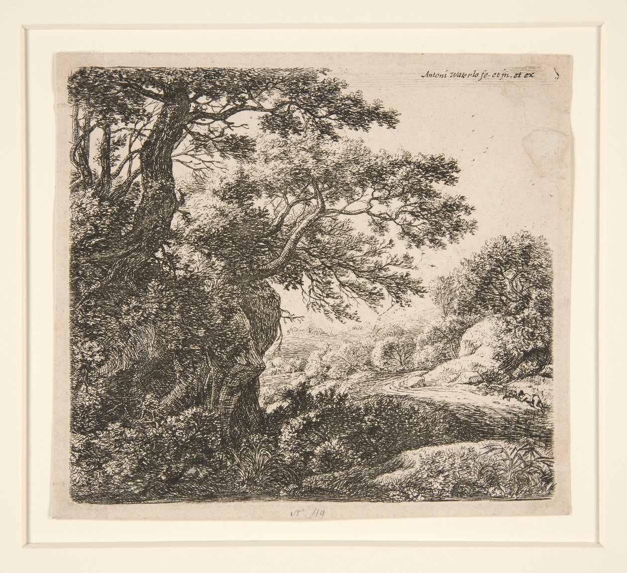 Homem a dormir ao lado da estrada, de um conjunto de 6 gravuras, B. 47-52 de Anthonie Waterloo