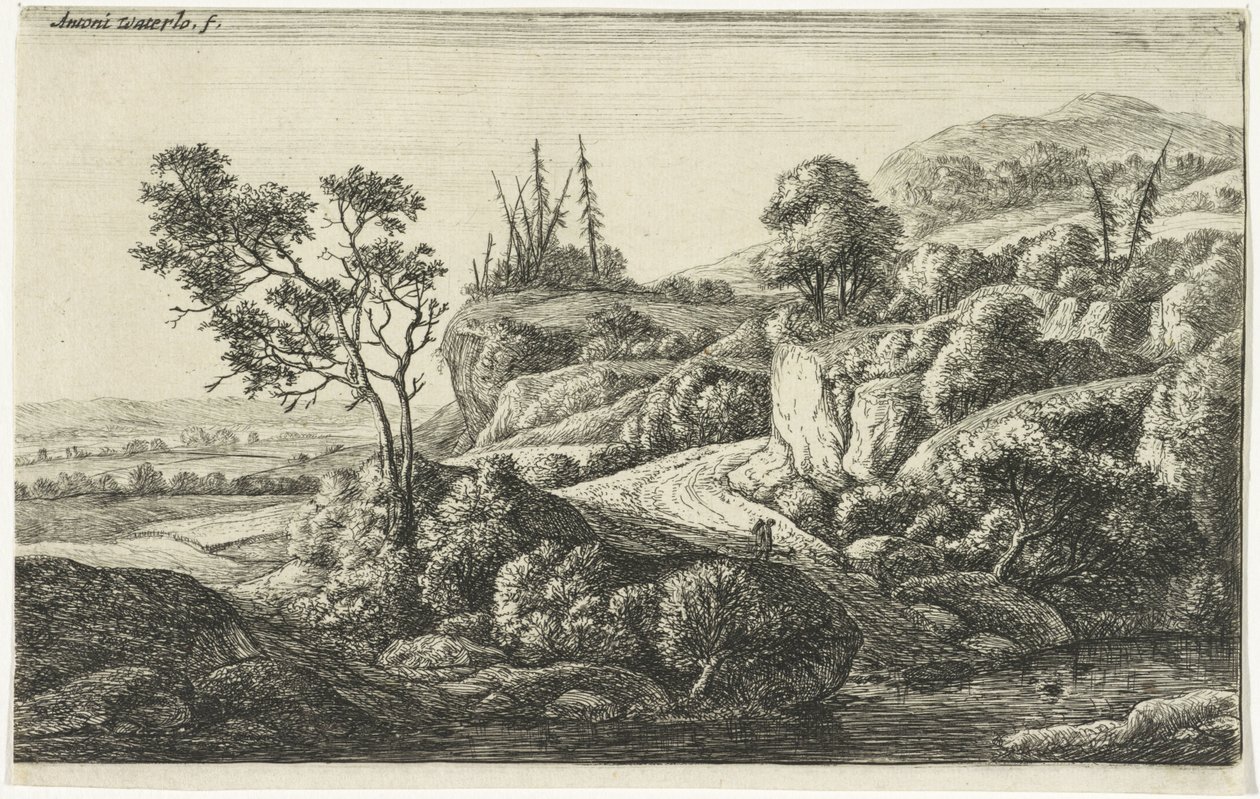 Caminho por um córrego Várias paisagens (título da série) de Anthonie Waterloo