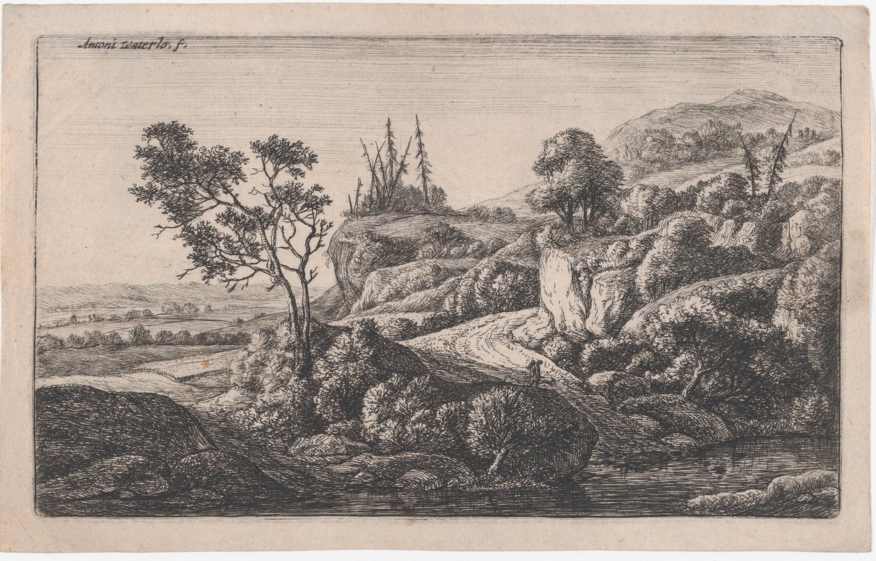 Caminhos que levam a um riacho, século XVII. de Anthonie Waterloo