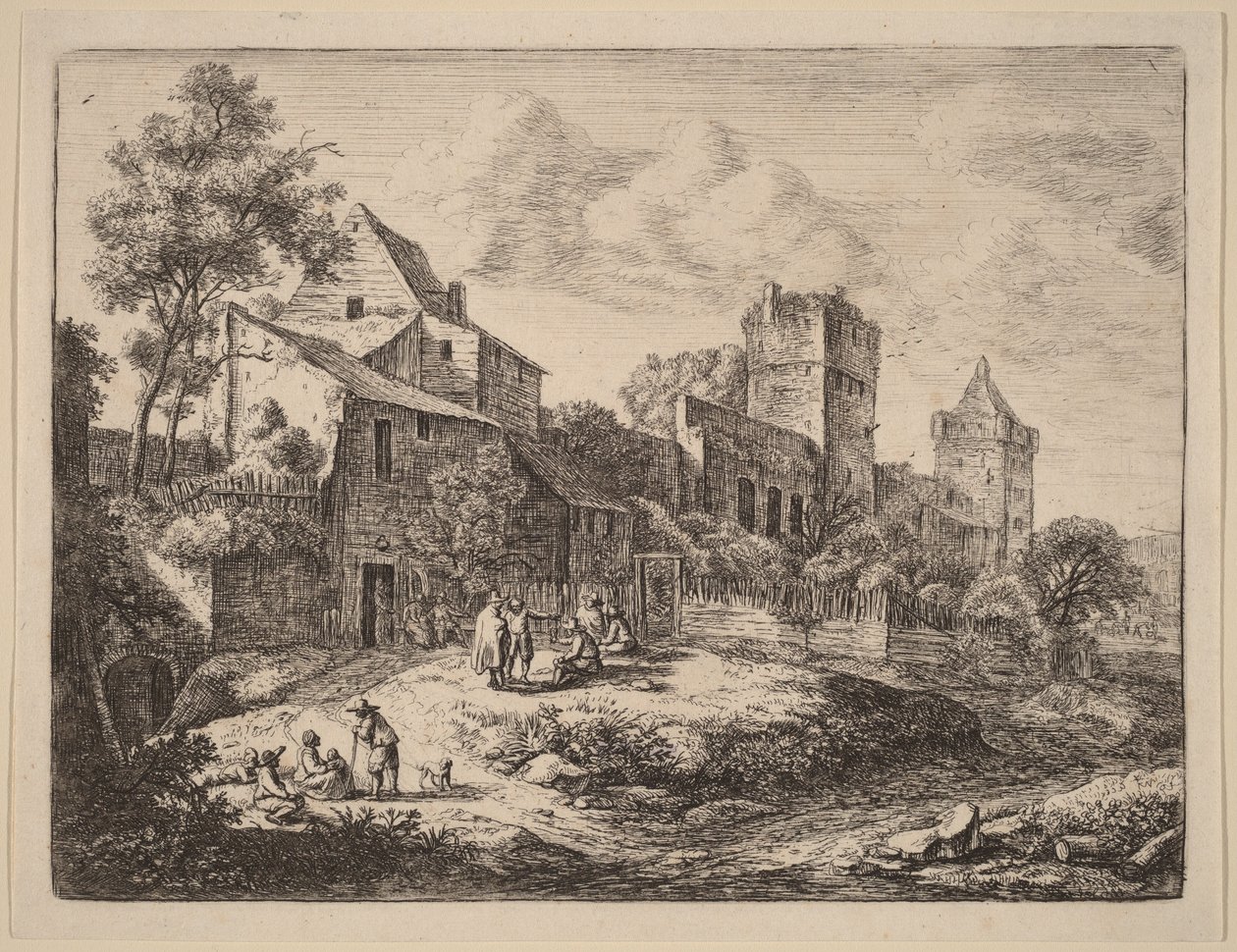 Praça em frente de uma estalagem de Anthonie Waterloo