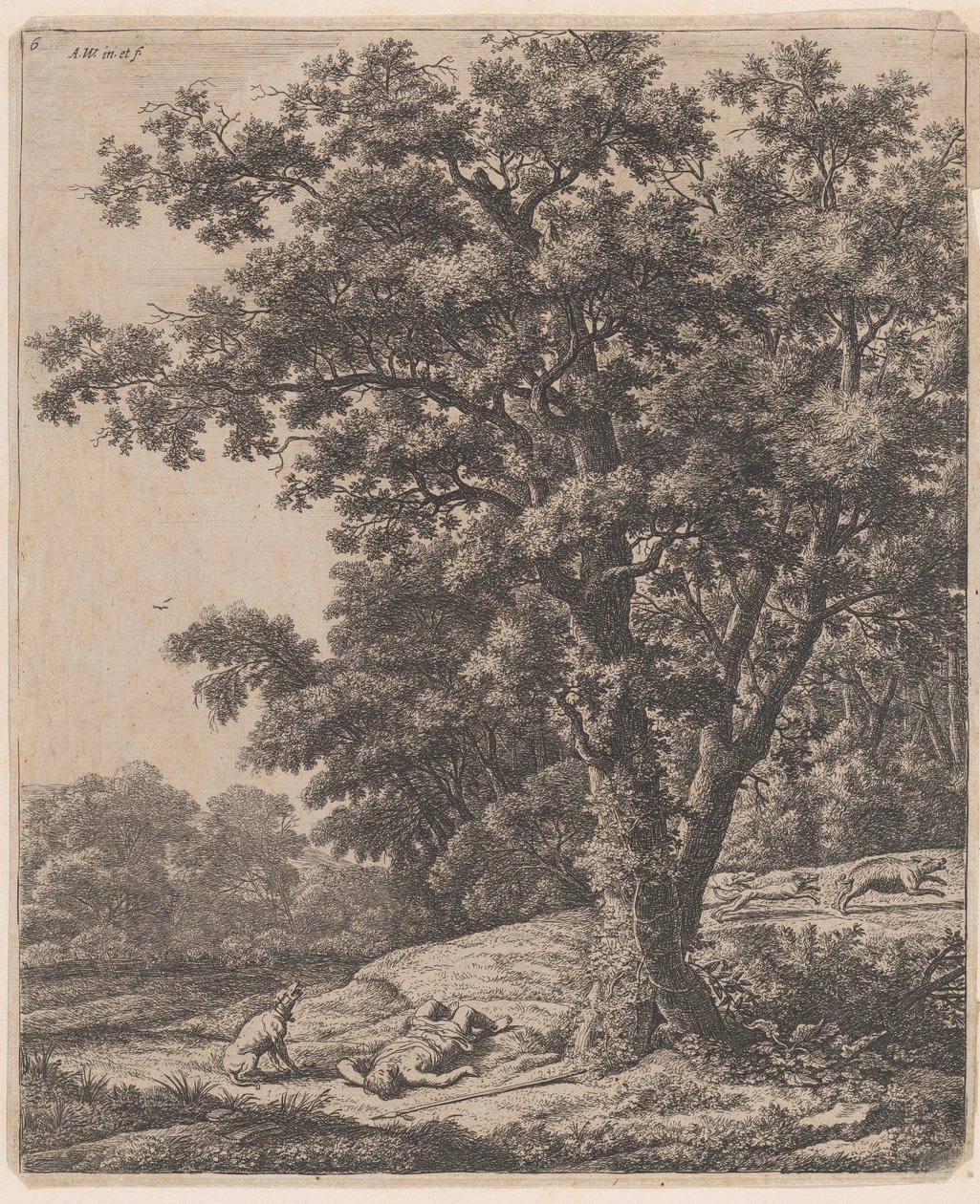 A Morte de Adônis, século XVII. de Anthonie Waterloo