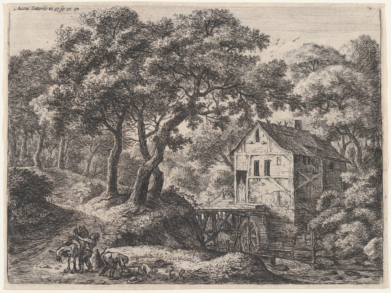 O Moinho na Floresta, século XVII. de Anthonie Waterloo