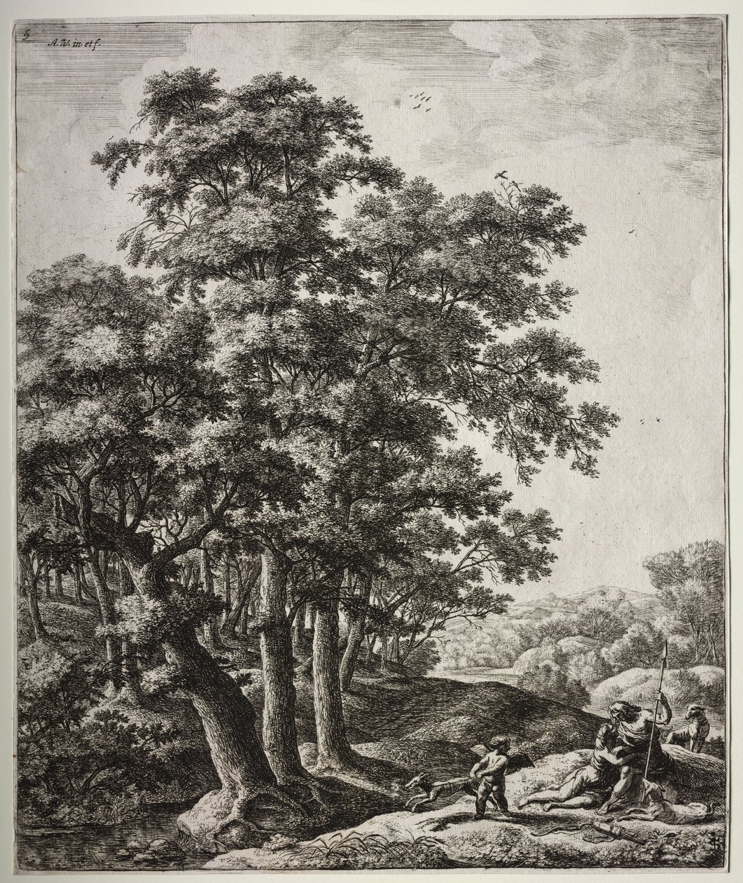 Vênus e Adônis. de Anthonie Waterloo