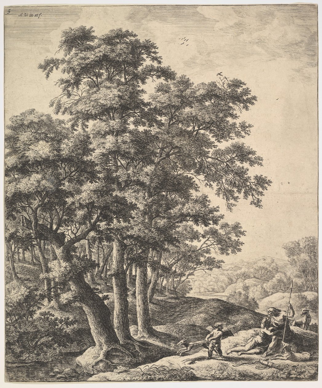Vênus e Adônis. de Anthonie Waterloo