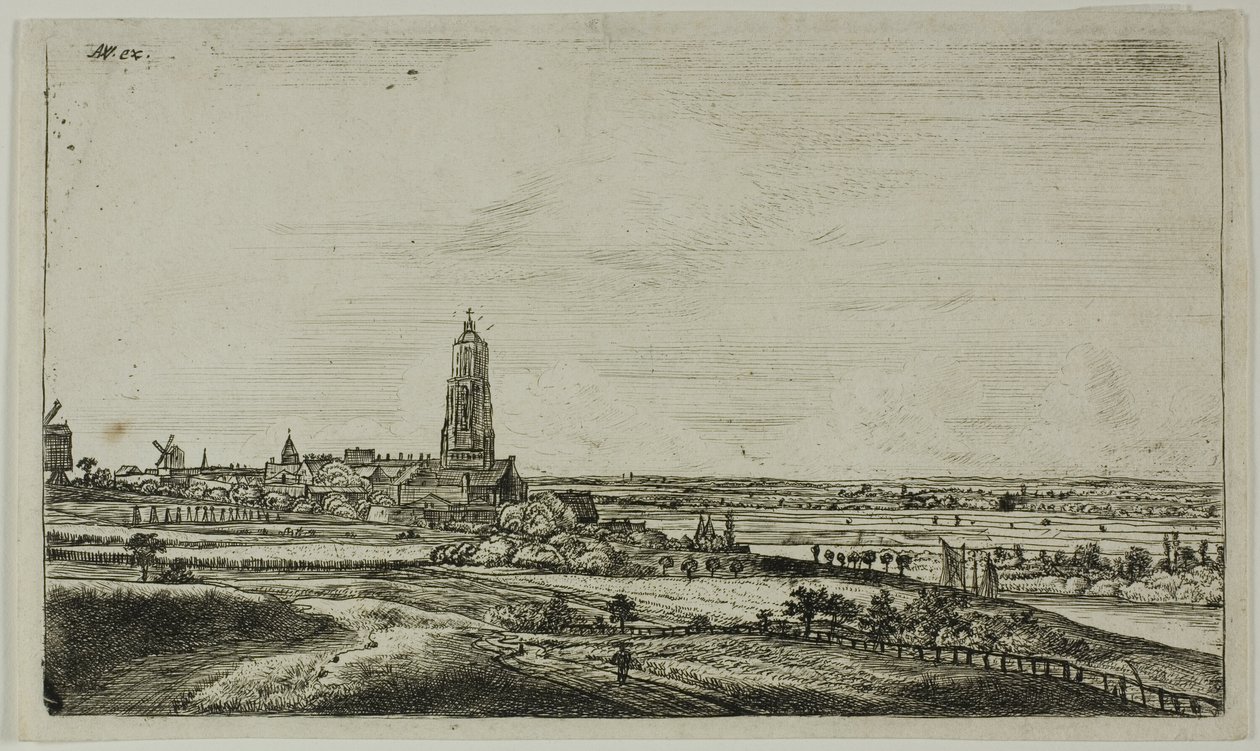 Vista de uma cidade holandesa (Rhenan) de Anthonie Waterloo