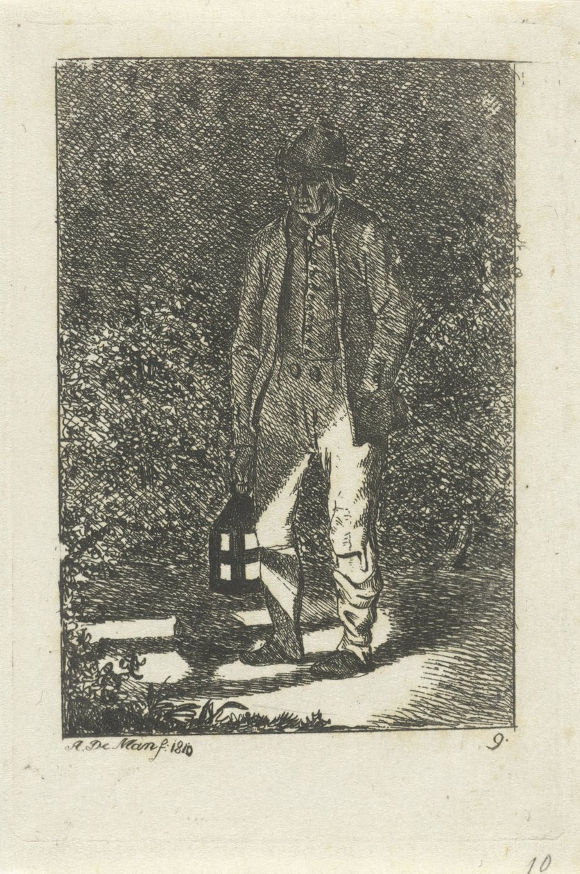 Homem com uma lanterna de Anthonie Willem Hendrik Nolthenius de Man