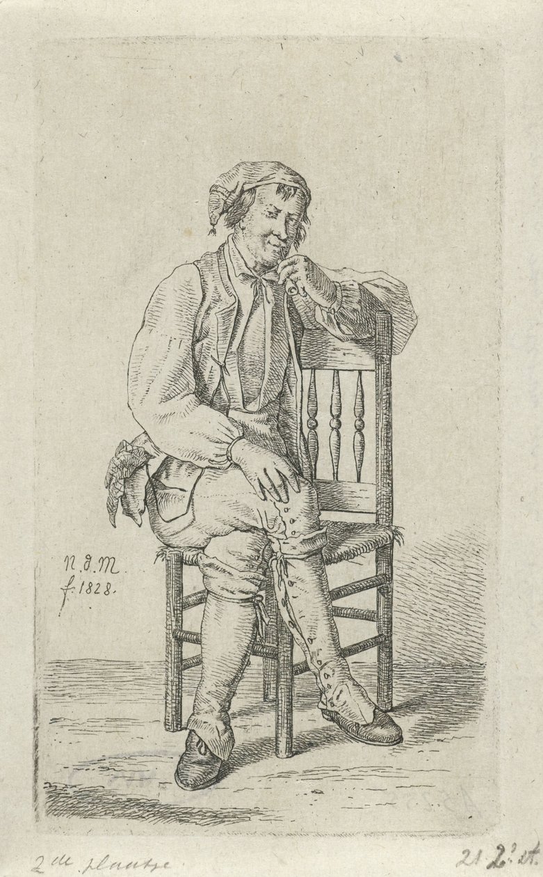 Homem em uma cadeira 12 estatuetas de estudo (título da série) de Anthonie Willem Hendrik Nolthenius de Man