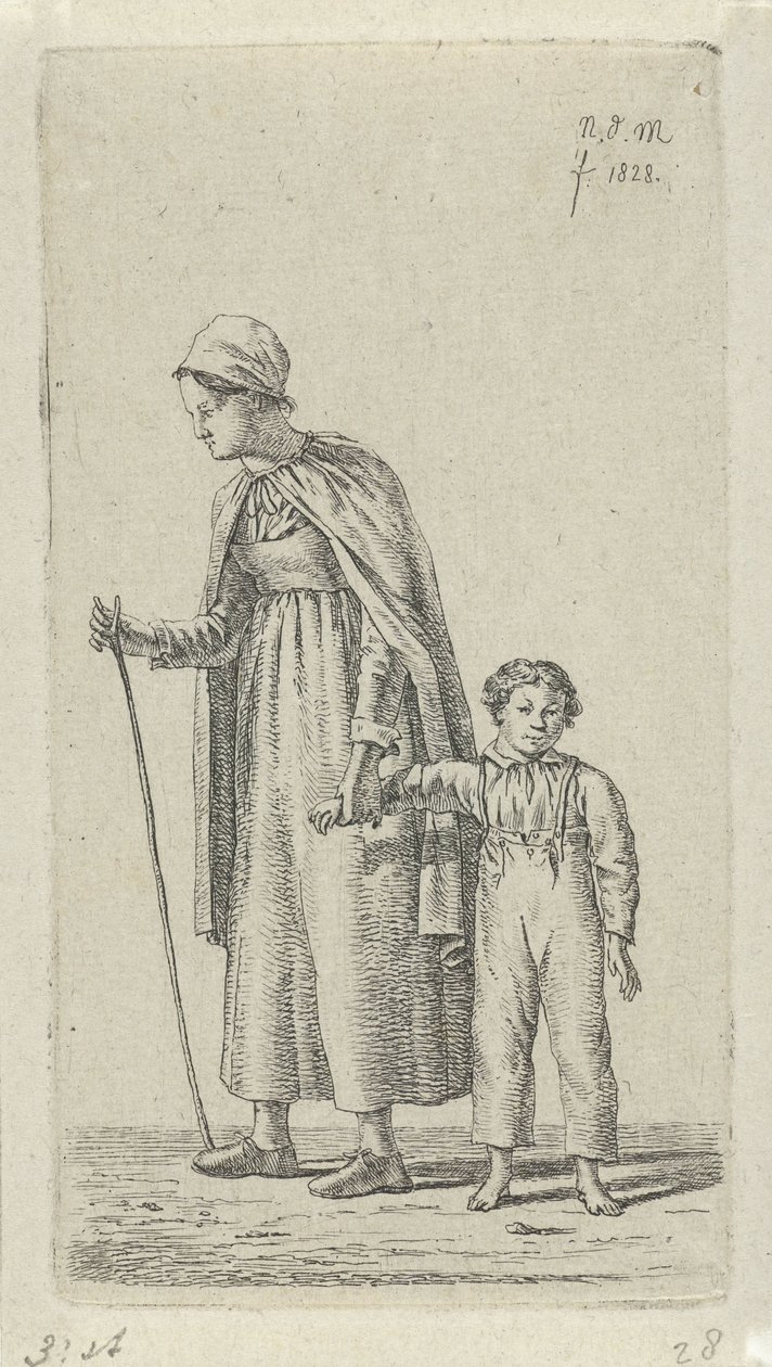 Mãe com um filho no braço
12 Figuras de estudo (título da série) de Anthonie Willem Hendrik Nolthenius de Man
