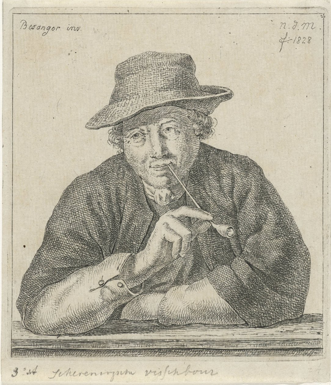 homem fumante Schevingsche piscicultor (título no objeto) de Anthonie Willem Hendrik Nolthenius de Man