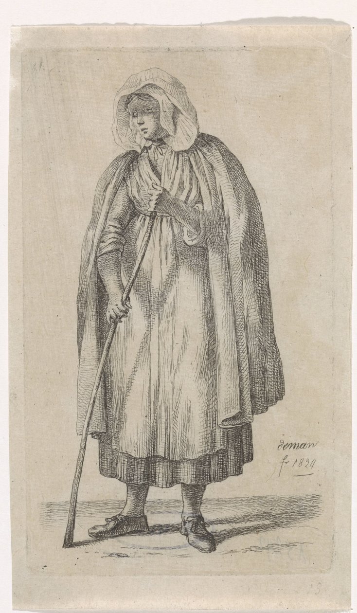 Mulher com um manto e uma vara de Anthonie Willem Hendrik Nolthenius de Man