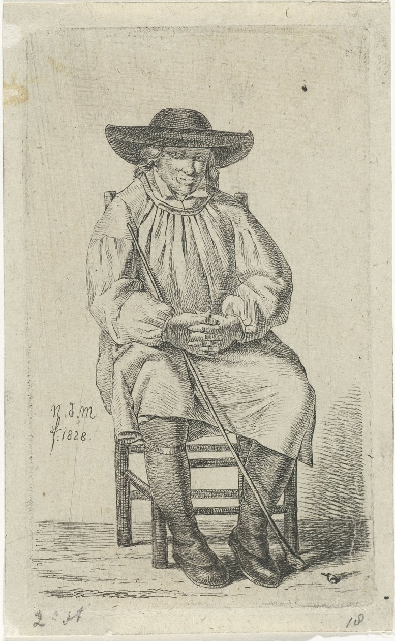 Homem sentado com pau
12 Figuras de estudo (título da série) de Anthonie Willem Hendrik Nolthenius de Man