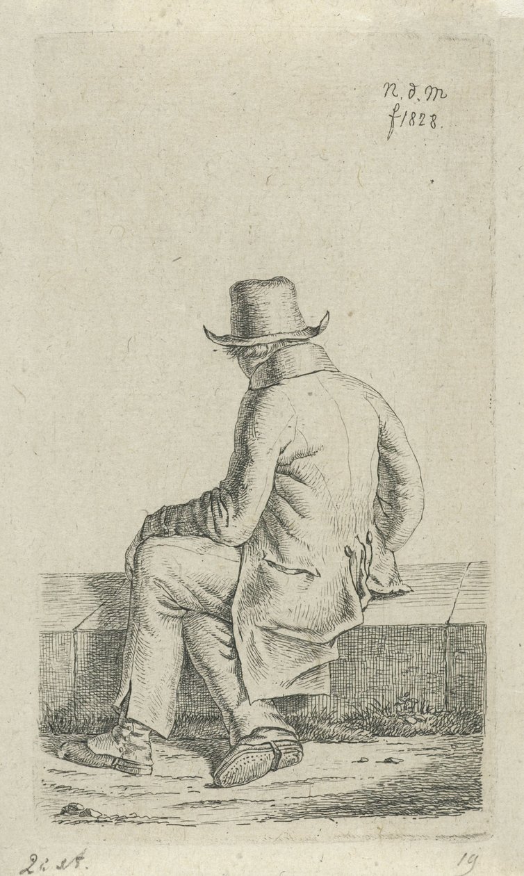 Homem sentado na parede 12 estatuetas de estudo (título da série) de Anthonie Willem Hendrik Nolthenius de Man