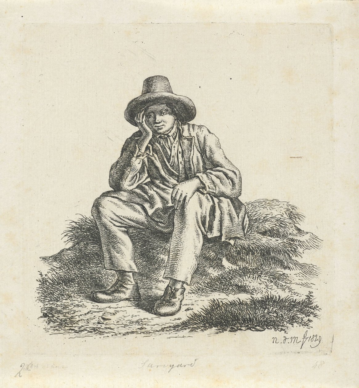 Homem sentado, apoiando a cabeça de Anthonie Willem Hendrik Nolthenius de Man