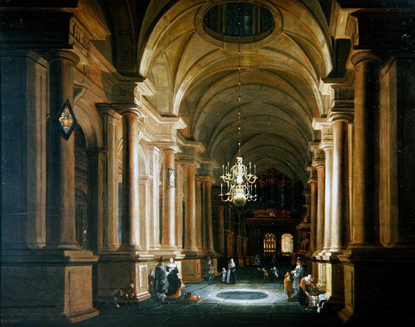Números na Nave de uma Igreja (óleo sobre painel) de Anthonie de Lorme