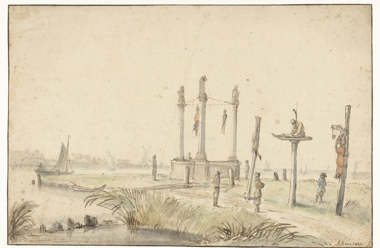 Campo de galos na borda do Volewijk de Anthonie van Borssom