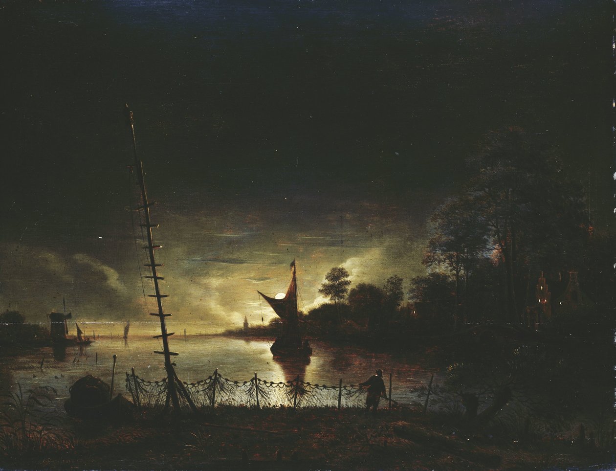 Paisagem iluminada pelo luar de Anthonie van Borssom