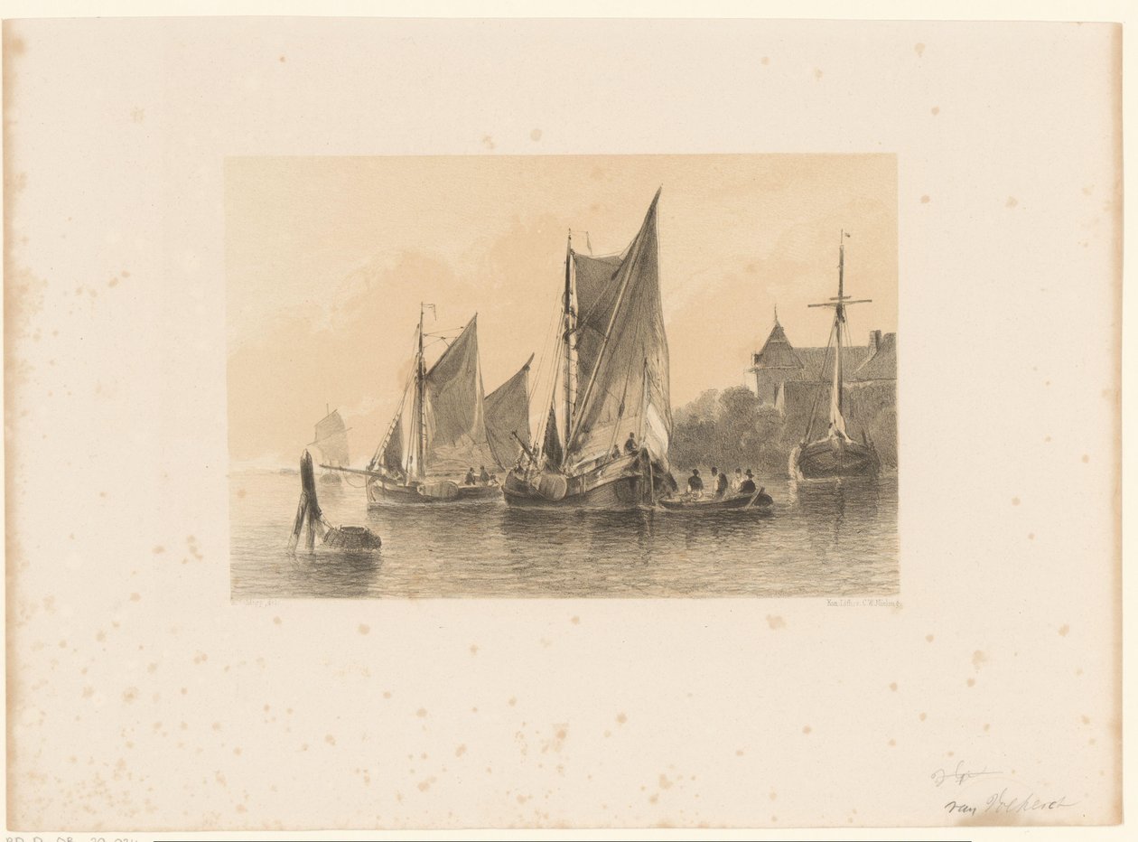 Barcos à vela no rio de Anthonie van Volkom