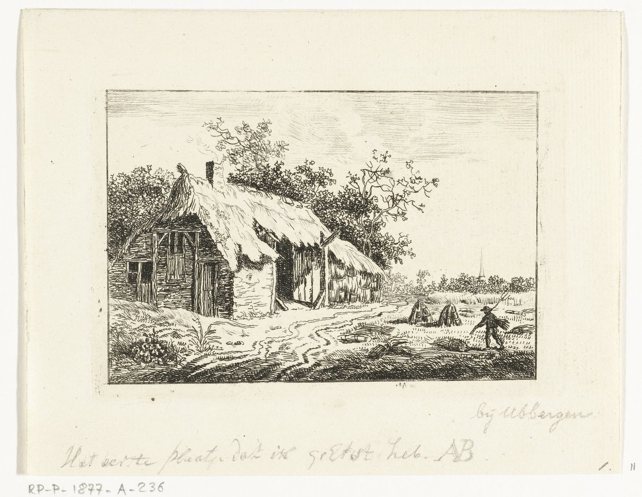 Fazendeiro de feno para uma fazenda perto de Ubbegen de Anthonie van den Bos