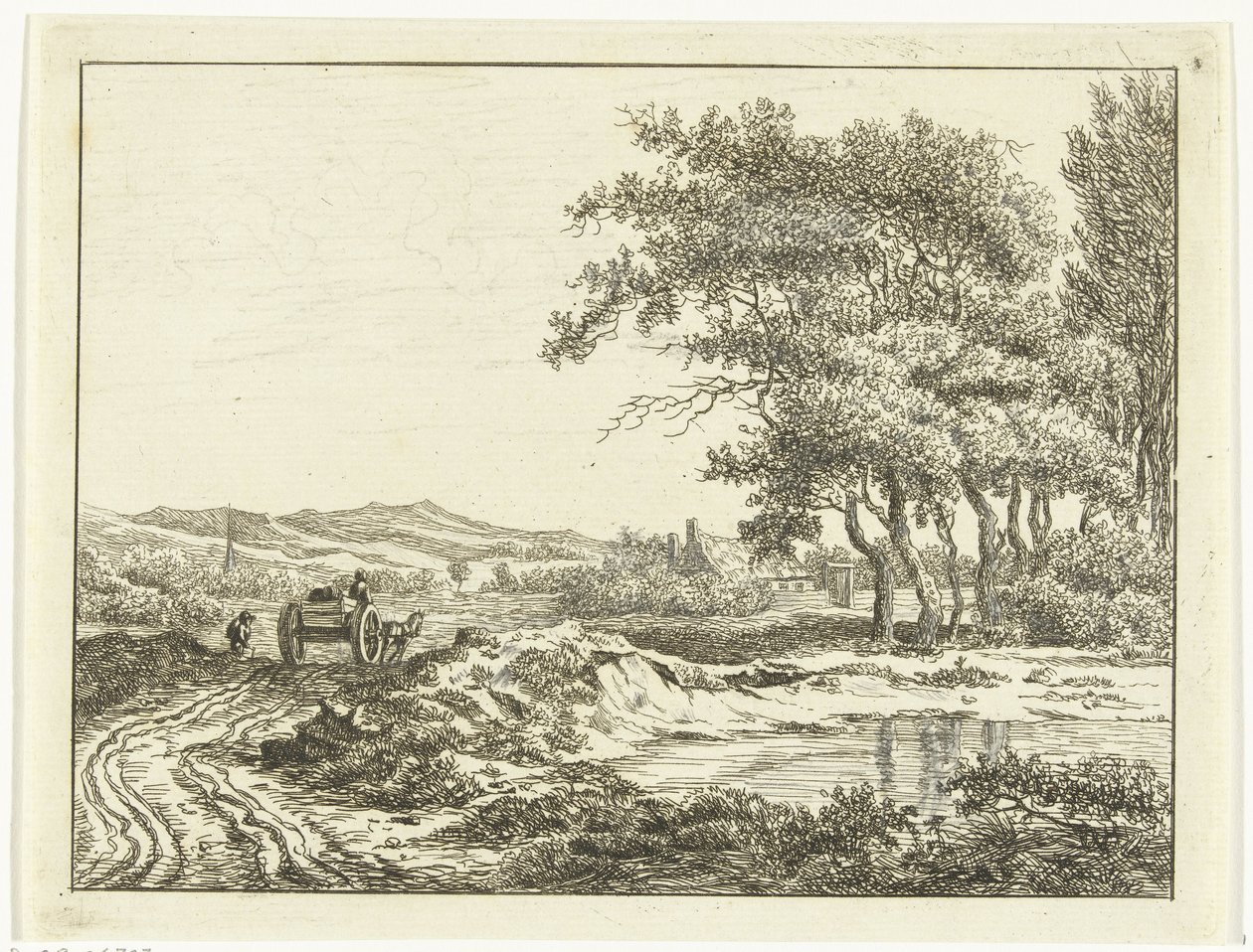 Carrinho em uma estrada rural perto das dunas de Anthonie van den Bos