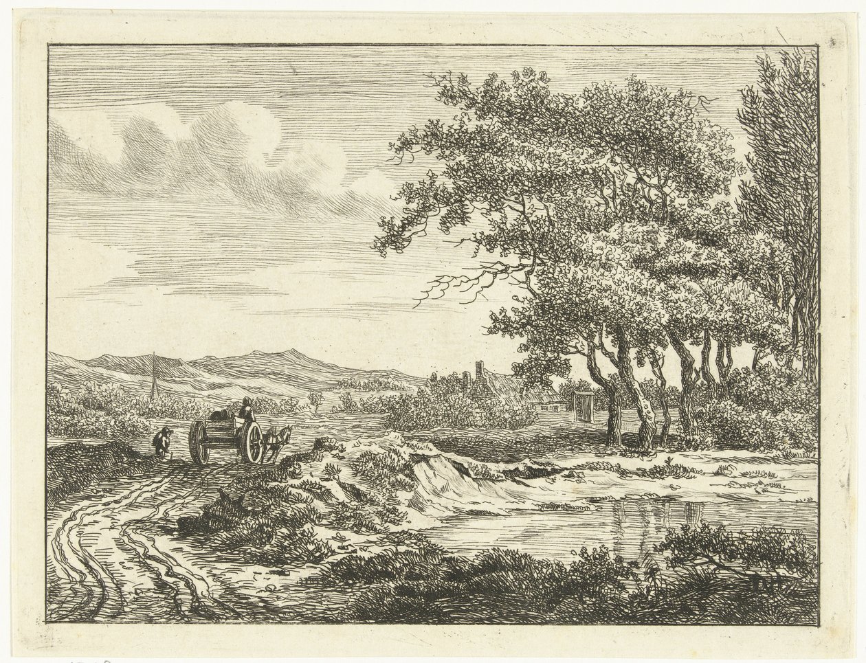 Carrinho em uma estrada rural perto das dunas de Anthonie van den Bos