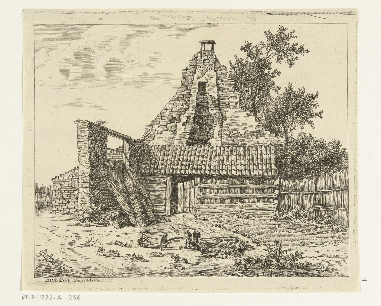 Cortador de junco para a ruína da casa Snaatburg em Maarssen de Anthonie van den Bos