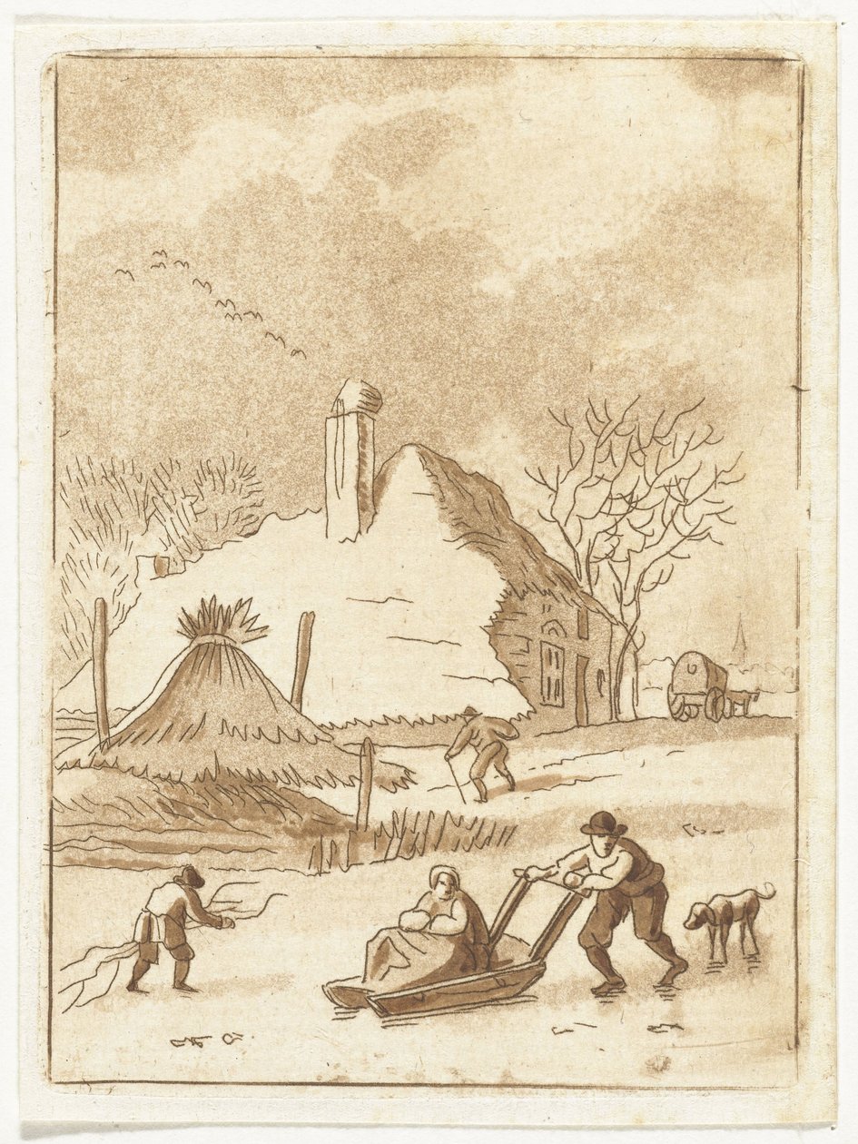 Paisagem de inverno com diversão no gelo de Anthonie van den Bos