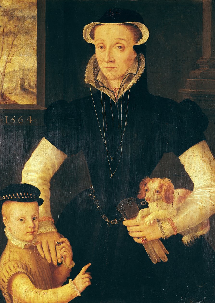 Uma viúva e seu filho, 1564 de Anthonis van Dashorst Mor