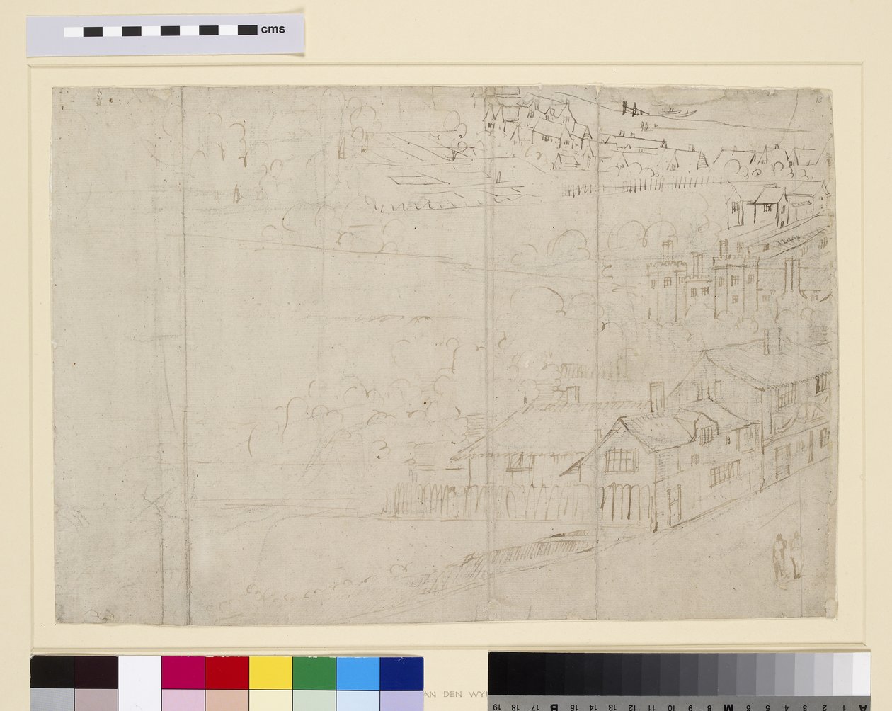 Bankside, de &39;The Panorama of London&39;, c.1544 (caneta e tinta e lápis sobre papel) de Anthonis van den Wyngaerde
