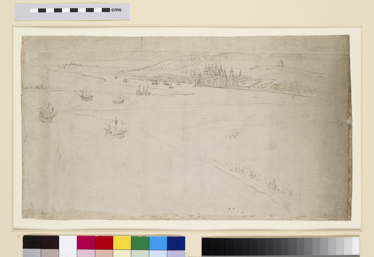 Greenwich, de &39;The Panorama of London&39;, c.1544 (caneta e tinta e giz no papel) de Anthonis van den Wyngaerde