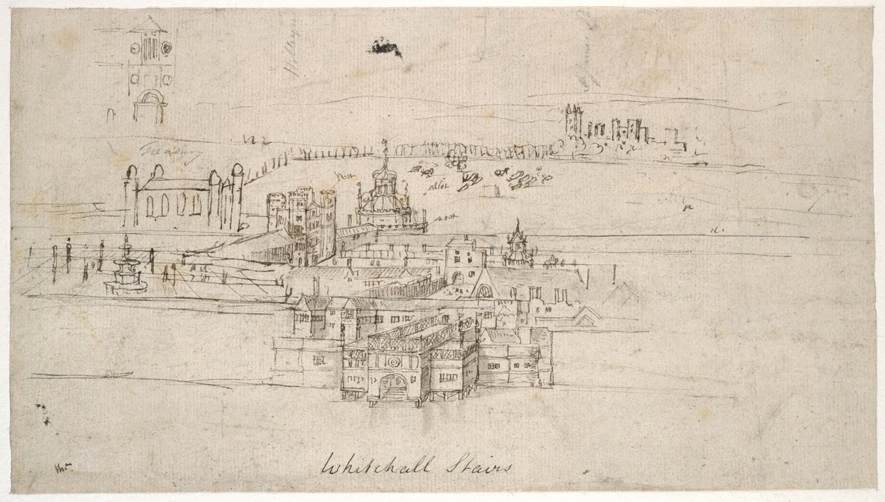 A Torre de Londres (caneta e tinta marrom sobre indicações fracas em giz preto) de Anthonis van den Wyngaerde