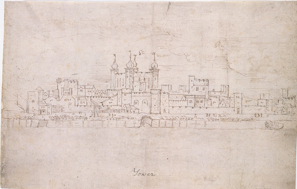 A Torre de Londres, c.1544 (caneta e tinta no papel) de Anthonis van den Wyngaerde