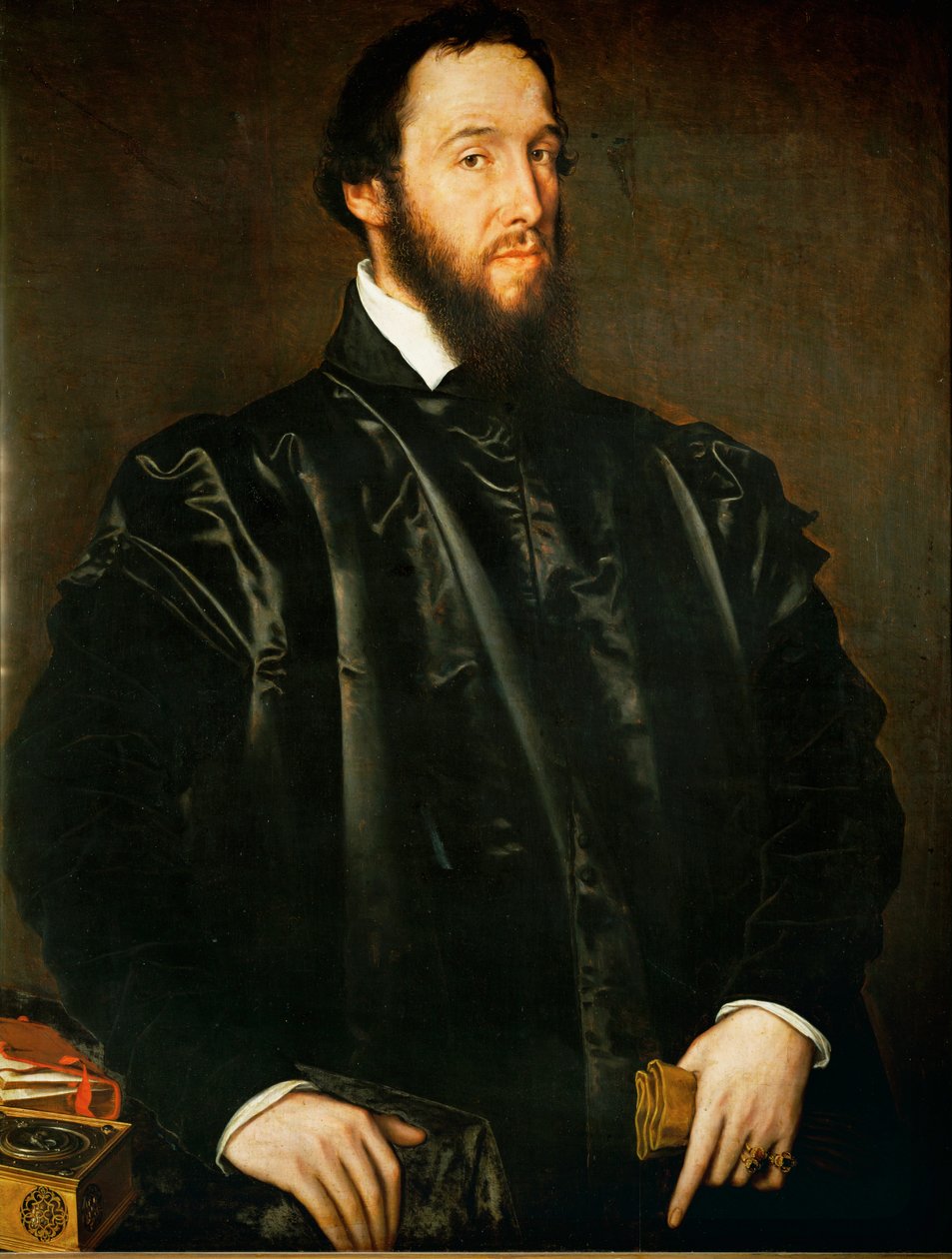 Antoine Perrenot de Granvella, cardeal, ministro-chefe de Margarida de Parma, governador dos Países Baixos ... (óleo sobre madeira de carvalho) de Anthonis van Dashorst Mor