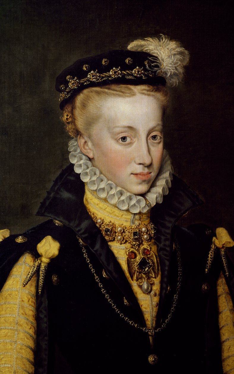 Retrato de Ana de Áustria, rainha de Espanha 1570 (pintura) de Anthonis van Dashorst (c.1519 1576/77) Mor