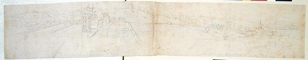 Greenwich Palace, c.1544 (caneta e tinta e lápis sobre papel) de Anthonis van den Wyngaerde