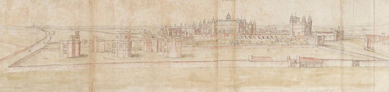 Palácio de Hampton Court do Norte, c1550-1560 de Anthonis van den Wyngaerde