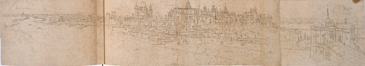 Palácio de Hampton Court visto do rio, c1550-1560 de Anthonis van den Wyngaerde