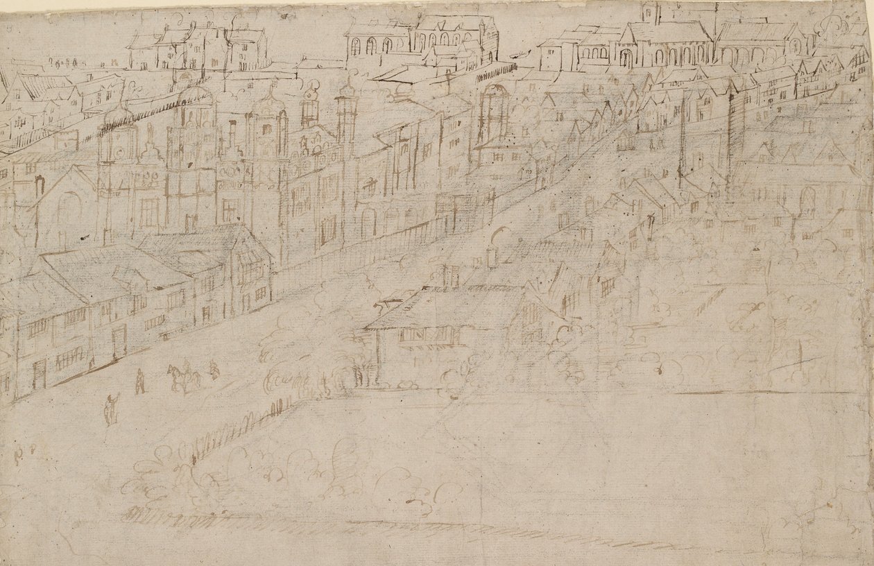 Panorama de Londres visto de Southwark: Borough High Street com St Mary Overy, 1554 de Anthonis van den Wyngaerde