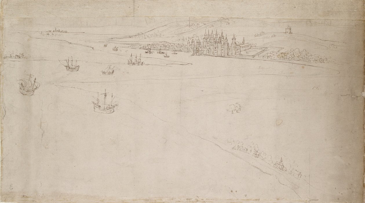 Panorama de Londres como visto de Southwark: Greenwich, 1554 de Anthonis van den Wyngaerde
