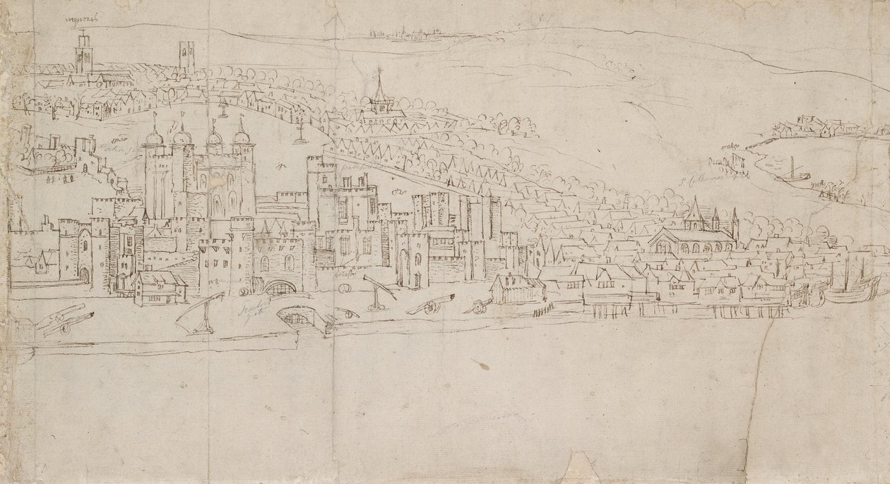 Panorama de Londres como visto de Southwark: A Torre, 1554 de Anthonis van den Wyngaerde