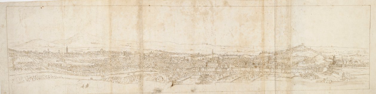 Vista panorâmica de Roma de Monte Mario, Castel S. Angelo em primeiro plano, década de 1550 de Anthonis van den Wyngaerde