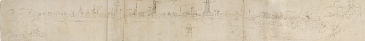 Esboço Preliminar para uma Vista de Bruges do Sudoeste, 1558. de Anthonis van den Wyngaerde