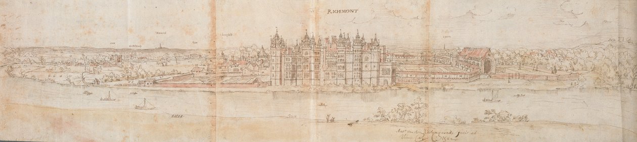 Palácio de Richmond do outro lado do Tâmisa, 1562 de Anthonis van den Wyngaerde